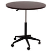 Mobile Table w Casters | Round Wood Top | Height Adjustable | Brown 27-38"