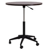 Mobile Table w Casters | Round Wood Top | Height Adjustable | Brown 27-38"