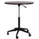 Mobile Table w Casters | Round Wood Top | Height Adjustable | Brown 27-38"