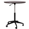 Mobile Table w Casters | Round Wood Top | Height Adjustable | Brown 27-38"