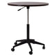 Mobile Table w Casters | Round Wood Top | Height Adjustable | Brown 27-38"