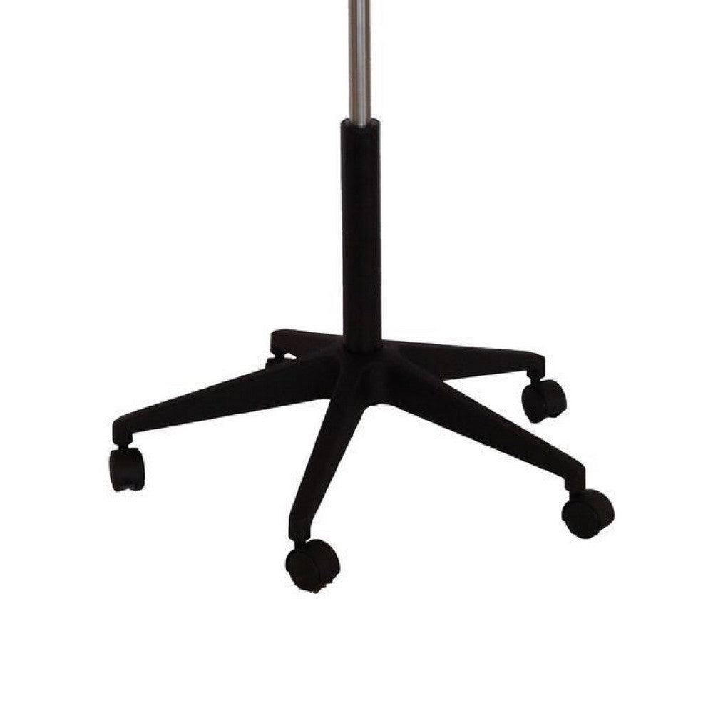 Mobile Table w Casters | Round Wood Top | Height Adjustable | Brown 27-38"