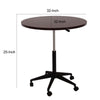 Mobile Table w Casters | Round Wood Top | Height Adjustable | Brown 27-38"