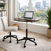 Mobile Table w Casters | Round Wood Top | Height Adjustable | Brown 27-38"