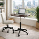 Mobile Table w Casters | Round Wood Top | Height Adjustable | Brown 27-38"