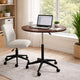 Mobile Table w Casters | Round Wood Top | Height Adjustable | Brown 27-38"
