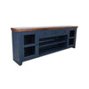 Rosa TV Stand Media Cabinet | 94" Walnut Brown Top | Midnight Blue Wood