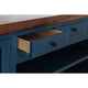 Rosa TV Stand Media Cabinet | 94" Walnut Brown Top | Midnight Blue Wood