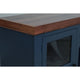 Rosa TV Stand Media Cabinet | 94" Walnut Brown Top | Midnight Blue Wood