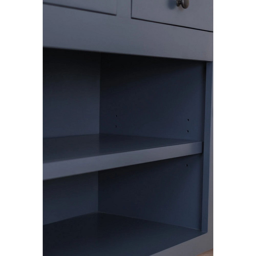 Rosa TV Stand Media Cabinet | 94" Walnut Brown Top | Midnight Blue Wood