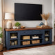 Rosa TV Stand Media Cabinet | 94" Walnut Brown Top | Midnight Blue Wood
