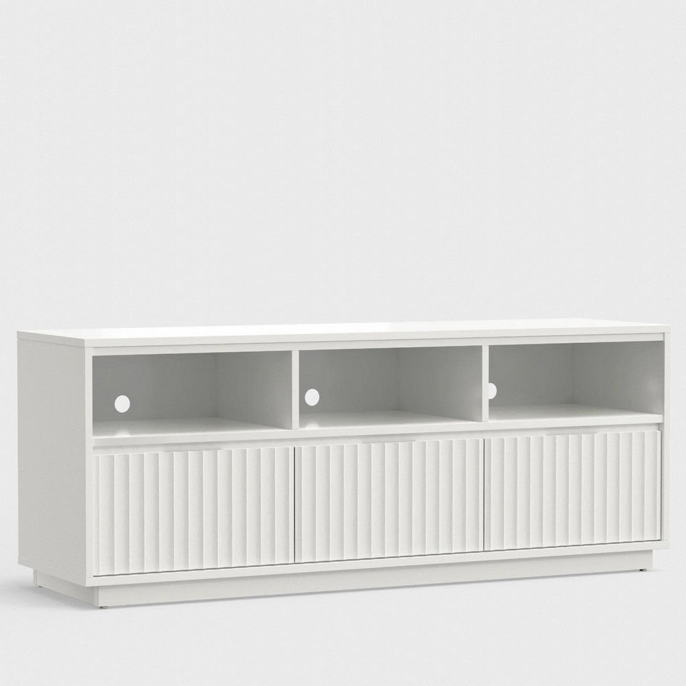 Bea TV Stand Media Cabinet | Scalloped Panel | 64" White Mahogany