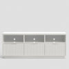Bea TV Stand Media Cabinet | Scalloped Panel | 64" White Mahogany