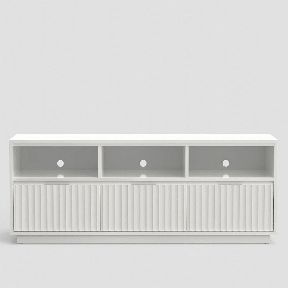 Bea TV Stand Media Cabinet | Scalloped Panel | 64" White Mahogany