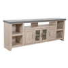 Lina TV Stand Media Cabinet | 93" Gray Slate Top | Cream Pine Wood
