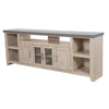 Lina TV Stand Media Cabinet | 93" Gray Slate Top | Cream Pine Wood