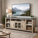Lina TV Stand Media Cabinet | 93" Gray Slate Top | Cream Pine Wood
