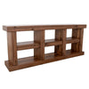 Kima TV Media Console Table | 6 Open Shelves | 80" Top | Walnut Brown