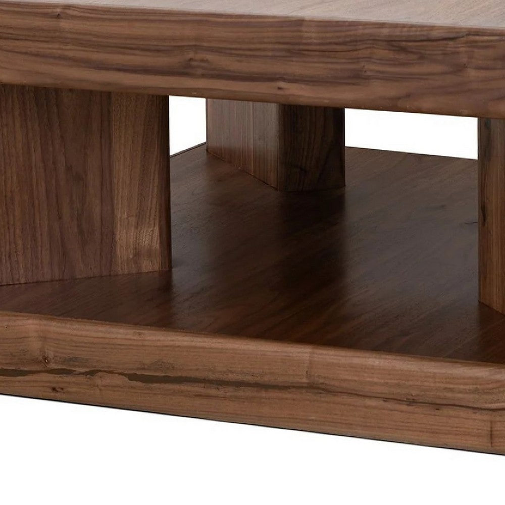 Kima Coffee Table | 42" Square Top with Wide Legs | Walnut Brown