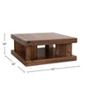 Kima Coffee Table | 42" Square Top with Wide Legs | Walnut Brown