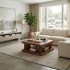 Kima Coffee Table | 42" Square Top with Wide Legs | Walnut Brown