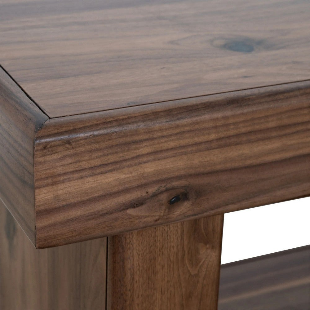 Kima TV Media Console Table | 4 Open Shelves | 60" Top | Walnut Brown