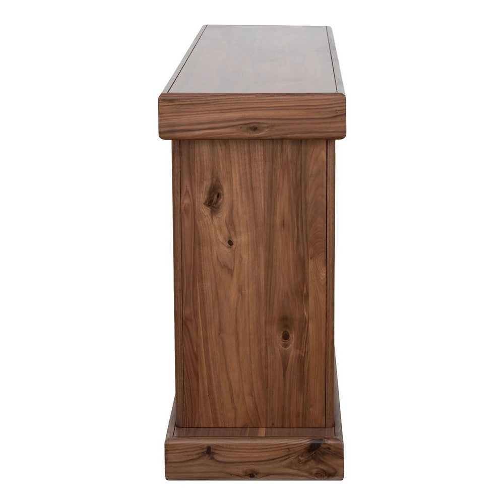 Kima TV Media Console Table | 4 Open Shelves | 60" Top | Walnut Brown