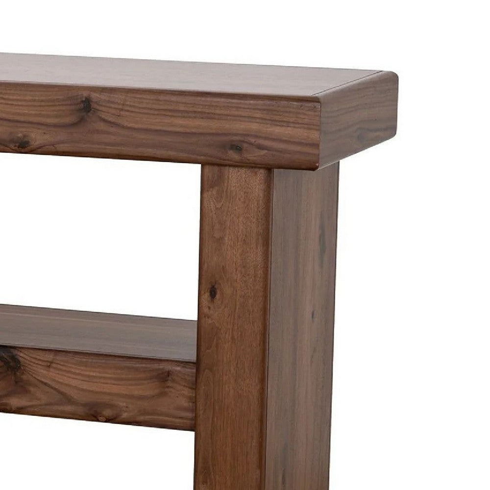 Kima TV Media Console Table | 4 Open Shelves | 60" Top | Walnut Brown