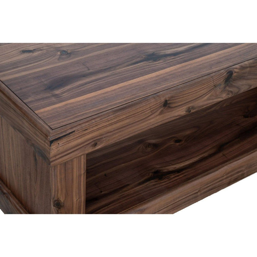 Kima Entryway Bench | Open Lower Shelf | 60" Walnut Brown Wood