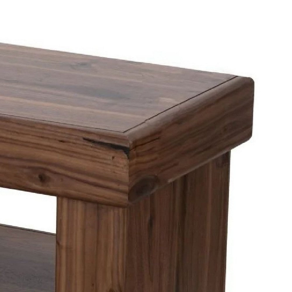 Kima Entryway Bench | Open Lower Shelf | 60" Walnut Brown Wood