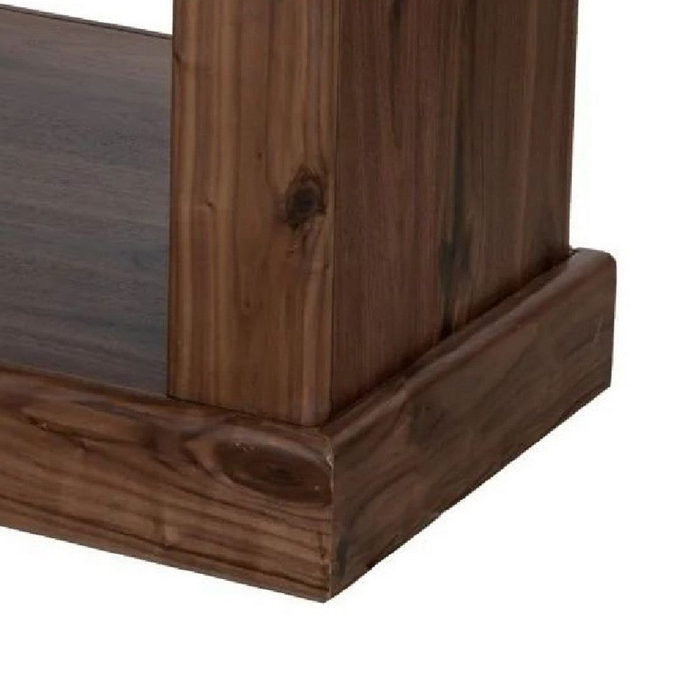 Kima Entryway Bench | Open Lower Shelf | 60" Walnut Brown Wood