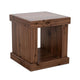 Kima Side End Table | 25" Square Top with Lower Shelf | Walnut Brown