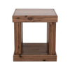 Kima Side End Table | 25" Square Top with Lower Shelf | Walnut Brown