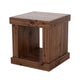 Kima Side End Table | 25" Square Top with Lower Shelf | Walnut Brown