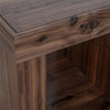 Kima Side End Table | 25" Square Top with Lower Shelf | Walnut Brown