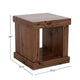 Kima Side End Table | 25" Square Top with Lower Shelf | Walnut Brown