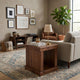 Kima Side End Table | 25" Square Top with Lower Shelf | Walnut Brown