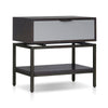 Kina Bedside Nightstand | 1 Drawer and Open Shelf | Espresso Gray Wood
