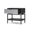 Kina Bedside Nightstand | 1 Drawer and Open Shelf | Espresso Gray Wood