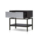 Kina Bedside Nightstand | 1 Drawer and Open Shelf | Espresso Gray Wood