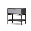 Kina Bedside Nightstand | 1 Drawer and Open Shelf | Espresso Gray Wood
