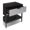 Kina Bedside Nightstand | 1 Drawer and Open Shelf | Espresso Gray Wood