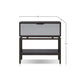 Kina Bedside Nightstand | 1 Drawer and Open Shelf | Espresso Gray Wood