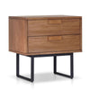 Pio Bedside Nightstand | 2 Drawers | Chestnut Brown | Gray Metal Legs