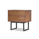 Pio Bedside Nightstand | 2 Drawers | Chestnut Brown | Gray Metal Legs