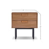 Pio Bedside Nightstand | 2 Drawers | Chestnut Brown | Gray Metal Legs