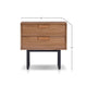 Pio Bedside Nightstand | 2 Drawers | Chestnut Brown | Gray Metal Legs