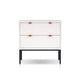 Lio Modern Nightstand with 2 Drawers | Gray Metal Legs | Glam White