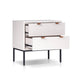 Lio Modern Nightstand with 2 Drawers | Gray Metal Legs | Glam White