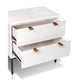 Lio Modern Nightstand with 2 Drawers | Gray Metal Legs | Glam White